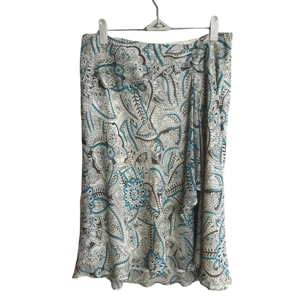Ann Taylor LOFT 100% Silk Skirt Women Size 8 Lined Sequins‎ Floral Side Zip
